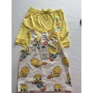 Toddler Tweety Short Set for A Lil Girl Size 18-24 Months NWT Yellow Tweety Bird